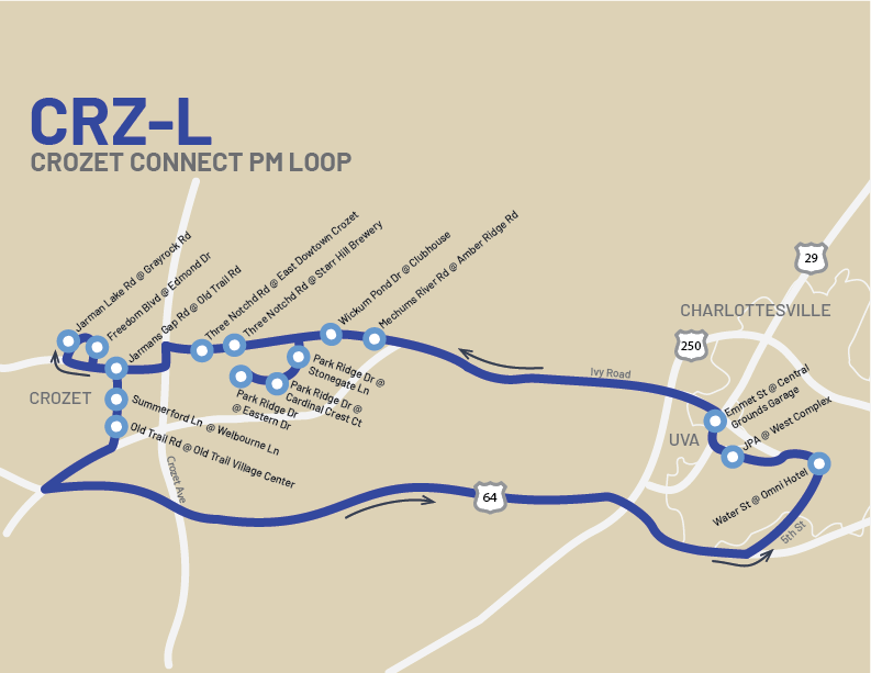 Crozet CONNECT AM Loop route